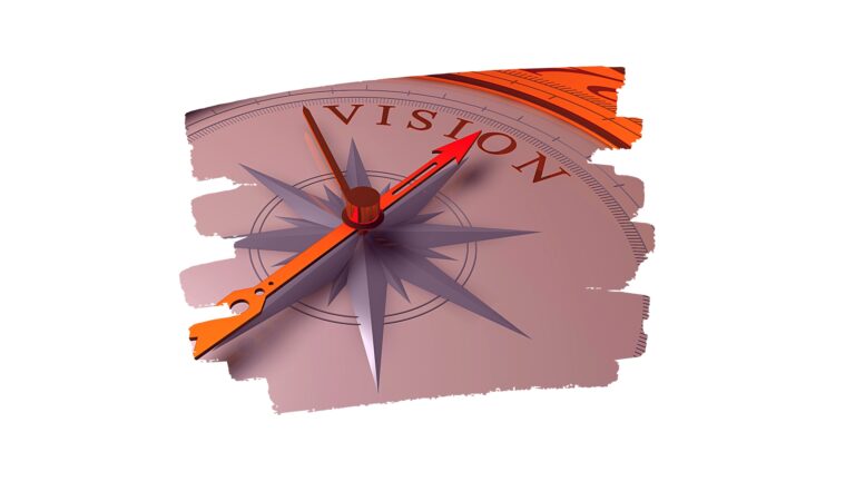 Ein Kompass dessen Nadel auf NordOst zeigt, wo Vision steht.